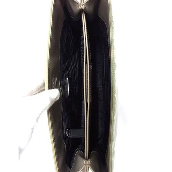 Prada - Iridescent Olive Green & Grey Leather Structured Shoulder Bag VGUC, VTG - Picture 8 of 12